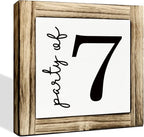 Party of 7 Signs, Family Party Decoration, Box Sign Wood Desk Sign Decor, Farmhouse Home Decor for Living Room, Kitchen Decors for Shelf, Decorative Wooden Table Signs, 5.9×5.9 inches