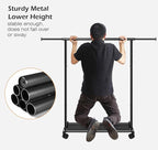 MISSLO Short Clothing Racks for Hanging Clothes with Bottom Shelves and Wheels Heavy Duty Rolling Clothes Rack Kids Clothing Rack for Adult Coat, Closet, Wardrobe (Black)