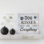 Funny Farmhouse Dog Canvas Wall Art Decor Dog Kisses Fix Everything Rustic Sign Painting Plaque Vintage Animal Pictures Print Home Decoration (8 X 8 Inches, Framed)