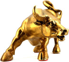 Brass Bull Statue -Art Decor Bull, Cow Figure Statues Ox Sculptures for Home Living Room Office Decoration, Symbol of Career and Wealth Medium(7.3 X 4.3 X 4.7)