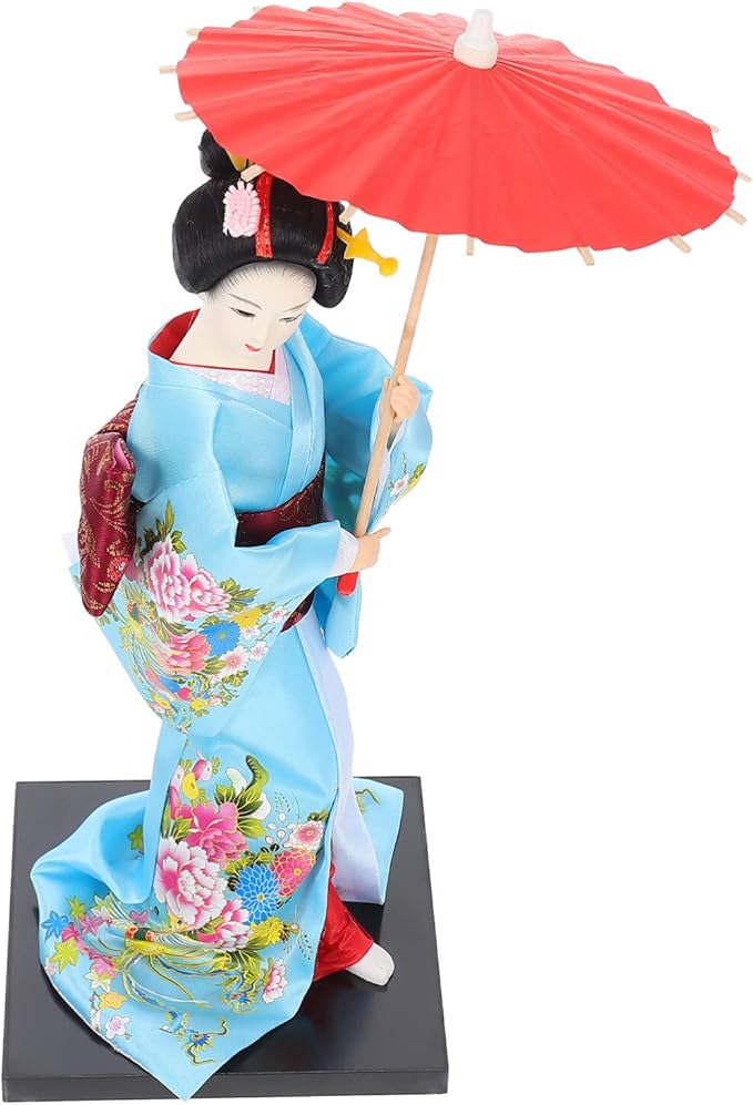 IMIKEYA Japanese Geisha Kimono Doll Collectible Figurines Traditional Craft Desktop Ornaments for Home Restaurant Table Decors