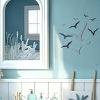 Wesiti 11 Pcs Wooden Seagull Wall Decor Nautical Theme Beach Coastal Art Small Seagull Sea Birds Wall Decor Ocean Adhesive Sculpture Vintage Ornaments for Home Bathroom(Blue)