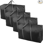 100L Extra Large Storage Bags, Big Moving Bags with Strong Zippers & Carrying Handles, Packing Bags for Moving, Storage, Travel and Camping, Storage Totes For Space Saving (Black, 4 Pack)