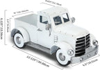 Farmhouse White Truck Decor, Vintage Farm Metal Trucks Decors, Rustic Outdoor Pickup Truck Planter, Indoor Decorative Tabletop Storage, Car Model Gift