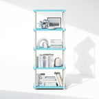 Furinno Turn-N-Tube Book Shelf, 5-Tier Bookshelf, Bookcase with Multipurpose Compact Display Rack, 11.6 x 23.6 x 57.4, for Living Room, Bedroom, Home Office, Light Blue/White