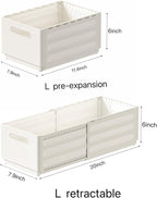 2 Pack Expandable Plastic Storage Boxes, Multi-Purpose Folding Organizer, Drawer Storage Divider For Bedroom, Kitchen And Snack Storage (L)