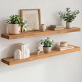 Homeforia 36 inch Golden Oak Floating Shelf, High End Solid Real Wood 36inch Small Floating Shelves for Wall Mounted, Oak Wooden 36in Floating Shelves, Heavy Duty Bracket, 36 X 6.5 X 1.75 in, Set of 4