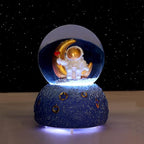 Astronaut Snow Globe Music Box, 80MM Musical Glitter Snow Globe with Color Changing LED Lights, Home Decor Birthday Gifts for Men Women Boys and Girls (Silver)