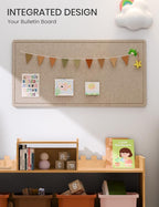 Fluxynara Bulletin Board, 35" x 17.5" Cork Board Alternative with 12 Safe Removable Adhesive Tabs, Foldable Felt Pin Board for Home Office, Classroom, Bedroom,Entryway for Walls—Taupe