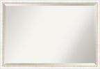 Amanti Art White Wall Mirror 26x38 Morgan White Gold Rectangle Bathroom Mirror for Wall Decor Living Room, Large Modern Wood Frame, Hangs Horizonally and Vertically, Bathroom Decor, Beveled Edge