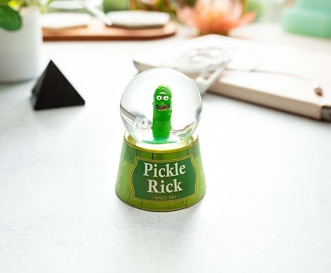 Rick and Morty Pickle Rick Multicolored Light-Up Mini Snow Globe with Glitter | 3 Inches Tall