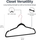 Amazon Basics Slim Velvet Non-Slip Space Saving Suit Clothes Hangers, Closet Organizer, Black/Rose Gold, 100-Pack