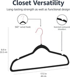Amazon Basics Slim Velvet Non-Slip Space Saving Sturdy Suit Clothes Hangers, Closet Organizer, Black/Rose Gold, 30-Pack