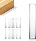 WGVI Quality Thick Weighted Tall Clear Cylinder Glass Vase, 3" W x 16" H, Flower Arrangement Candle Holder Floral Container Wedding Centerpieces Home Decor Bulk Wholesale, 12 Pieces