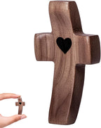 JIUKONG Wooden Cross Fidget, Cross My Heart | Encouragement Gift, Handcrafted Pocket Wood Crosses, Relieve Anxiety For Youself, Inspirational Easter Gift for Christian Faith, Baptism, Prayer (1 Pcs)
