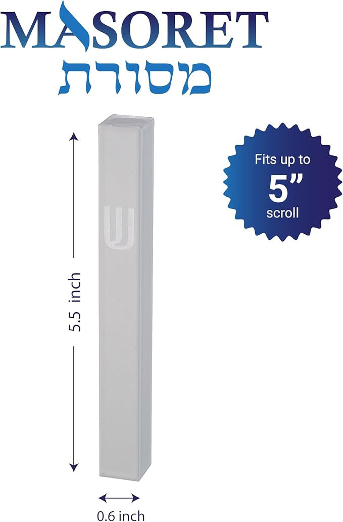Aluminum Mezuzah Case - White Matte Tone Modern Design 5" 12cm Hebrew Parchment Scroll Case