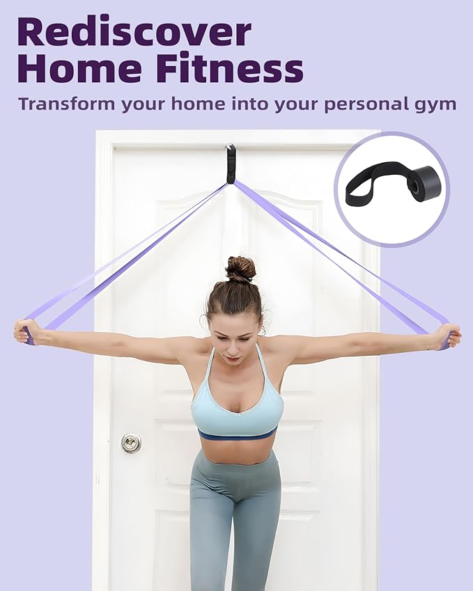 Resistance Bands Set - Pull Up Bands for Men Women, Exercise Bands Resistance with Door Anchor, Training Poster & Pouch for Body Stretching, Pull Up Assist