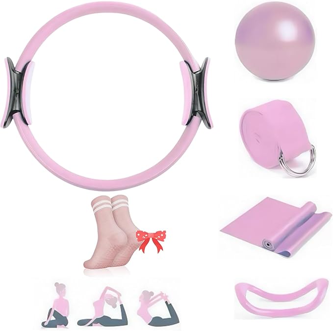 Pilates Home Essential Kit,Portable Home Fitness Equipment, Including Pilates Rings, Long Resistance Bands, Pilates Resistance Bands, Yoga Balls, and Yoga Rings