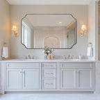 ANDY STAR 30x48 Inch Brushed Nickel Mirror, Large Silver Rectangle Mirror, Unique Scalloped Edge Design with Anti-Rust Stainless Steel Metal 1’’ Frame, Wall Mounts Vertically or Horizontally
