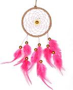 Handmade Dream Catchers Wall Decor,Boho Feather Dreamcatcher with Natural Elements,Unique Home Decor Gift for Bedroom, Living Room (Pink 15.7in)