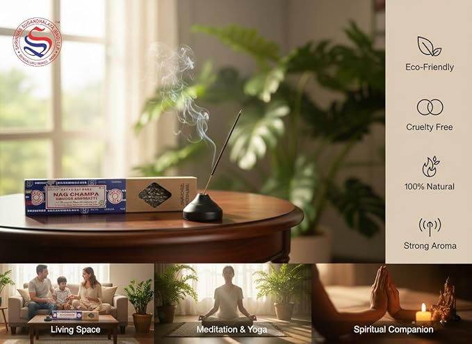 Satya Smudge Incense Stick – Hand-Rolled Indian Masala Incense for Meditation, Yoga & Spiritual Cleansing Pack of 6 (Nag Champa)