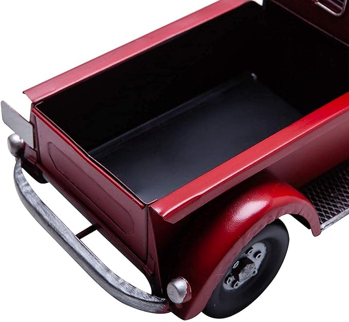SOFFEE DESIGN 12'' Iron Classic Red Truck Pick-up Model Collectible Vehicle Decoration, Collectible Figurine Home Décor Desktop Car Accessory Christmas Decor Car Display Wine Holder
