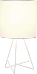 Simple Designs LT2066-WOW-LB 14" Down to The Wire Table Lamp for Bedroom, Living Room, Entryway, Office, White with White Shade, with Feit LED Bulb Included