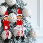 Set of 2 Christmas Elf Figures Kit, Red and White Naughty Boy and Girl with Long Legs and Soft Body for Christmas New Year Winter Holiday Birthday Decorations