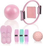 Pilates Essentials Kit for Women, Pilates Equipment, for Home Workouts with Ring and Ball Set, 3pcs Booty Bands, Yoga Bands for Stretching, Fascia Ball, Yoga Socks