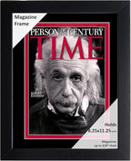 Creative Picture Frames 8.25 x 11.25 Magazine Frame with Full-Strength Glass, Holds Up To A 1/4" Thick Media with Installed Hangers for Easy Mounting, 11x14 Black Frame with Black Mat