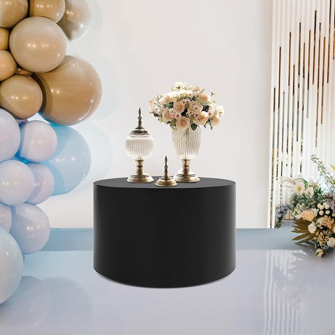 Round Display Pedestal Stand, Event Decor Display Plinth Stands, Bridal Shop Cylinder Plinth Raiser Table, Party Event Decor Circle Pedestal Stand for Boutiques Model Air Conditioner Heightening (Black, 19.7*11.8in)