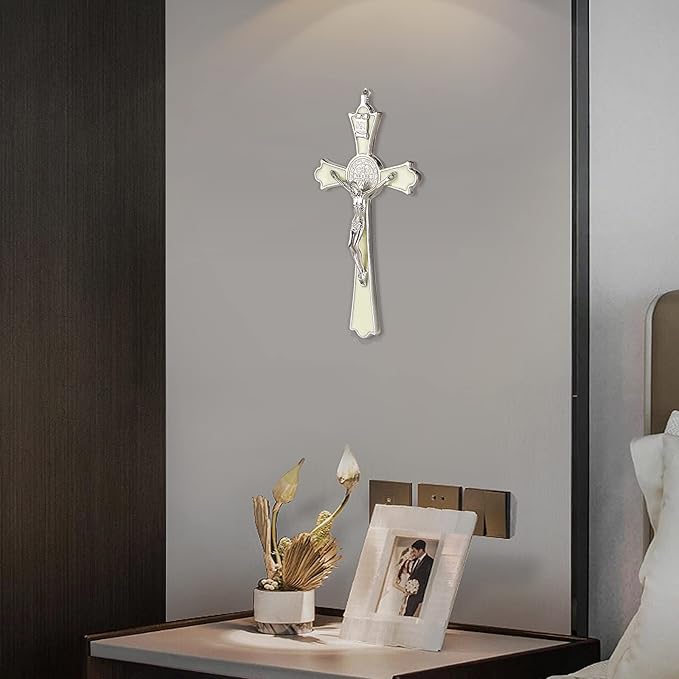 VINETEN Saint Benedict Enamel Crucifix - Crucifix Wall Cross Metal Wall Art-8 Inch Cross Give Blessing and The Spiritual Sacred:Faith Gift for your Acquaintances