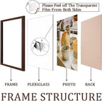 KTKDE 8.5x11 Picture Frame Certificate Document Frame with Shatter Resistant Plexiglasss, 6 Pack Diploma Frames for Wall and Tabletop, Walnut