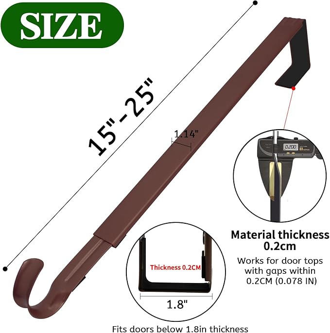 ZMCINER Adjustable Wreath Hanger, 15-25 Inch, 20 lbs, Brushed Red, Perfect for Christmas & Fall Wreaths