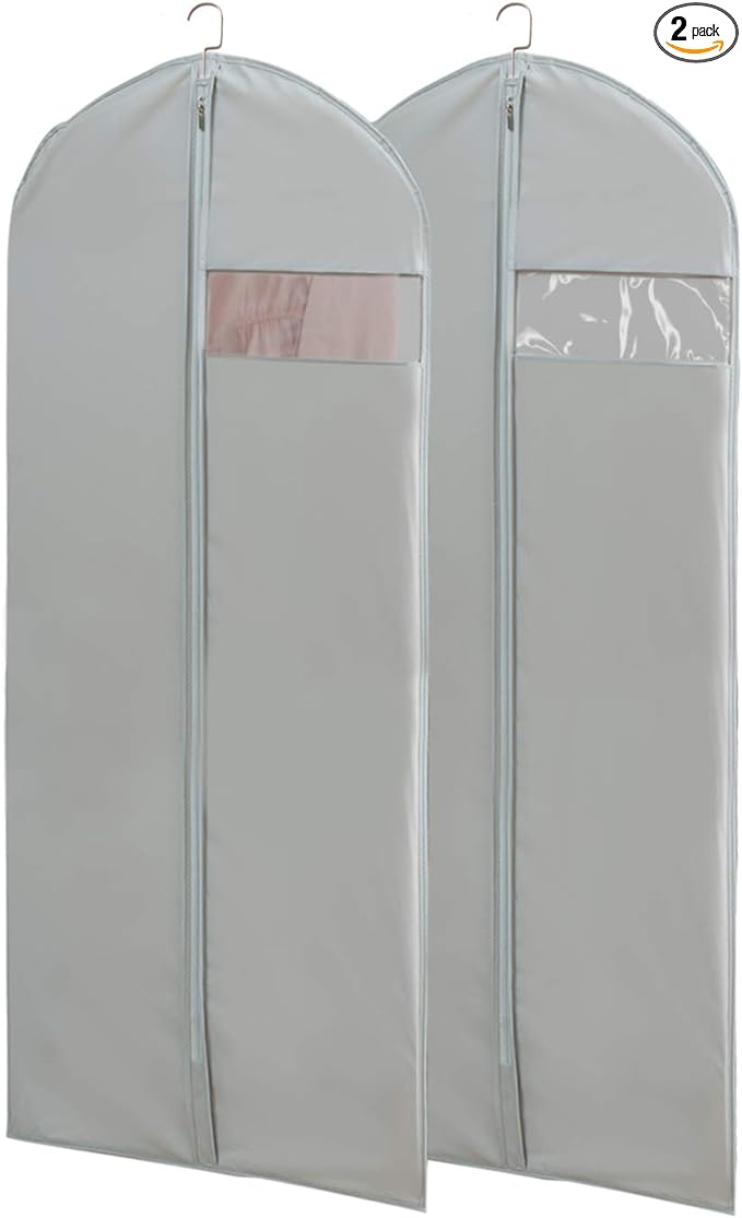 Dress Bags for Gowns Long, 65'' Long Dress Clear Garment Bag(Set of 2, 23.3'' X 65'')