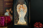 Eldnacele 12” Christmas Snow Globe Lantern Angel with Music & Timer, USB Lined/Battery Operated Lighted Water Glittering Nativity Lantern for Christmas Festival Centerpiece Decoration Gifts – Angel