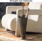 Vintage Wrought Iron Umbrella Stand, Distressed Umbrella Holder with Handle, Floor Standing Umbrella Storage, Multi-scene Umbrella Basket for Entryway, Living Room