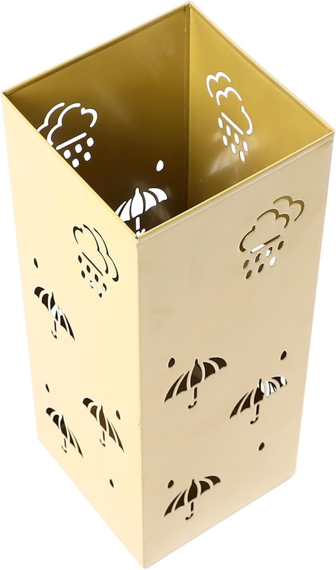 GLOGLOW Nan Metal Umbrella Stand, Carbon Steel, Stylish and Durable Umbrella Holder Bin for Entryway, Home, Office Spaces with 42x16x16cm Ornament (Gold)
