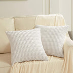 Fancy Homi 4 Packs Decorative Throw Pillow Covers for Living Room Couch Bed, Modern Farmhouse Boho Home Décor Accent Cushion Case, 16" x 16", White