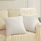 Fancy Homi 4 Packs Decorative Throw Pillow Covers for Living Room Couch Bed, Modern Farmhouse Boho Home Décor Accent Cushion Case, 14" x 14", White