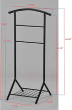 Kings Brand Furniture - Amos Black Metal Wardrobe Suit Valet Stand Organizer, Clothes Rack, Contour Hanger, Trouser Shoe Rack