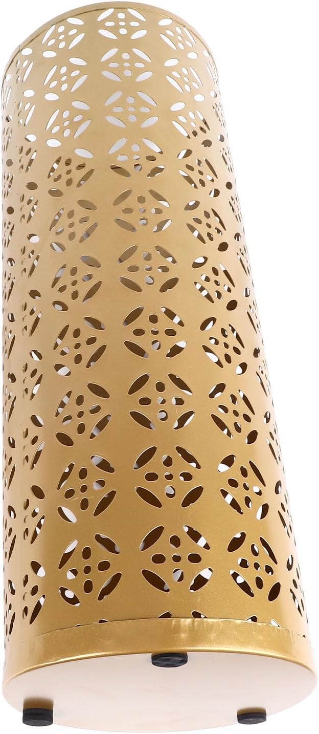 Zerodis Large Round Hollow Design Metal Umbrella Holder, Stylish Gold Finish Steel Umbrella Stand for Entryway, Home Office, and Outdoor Use (M)