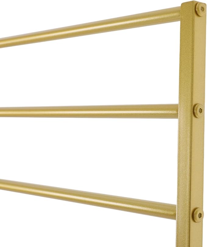 DouSeiAi 10-Tier Movable Scarf Organizer Holder Accessory Display Stand, Freestanding Metal Organizer Rack for Retail Stores, Towel, Belts, Ties, and Pants (Gold, 10-Tier)