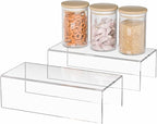 Acrylic Shelf Riser 10x4.7x3 pack of 2, Desktop Rectangular Acrylic Tray Pedestal Stand for Home Décor, Figures, Manga or Other Collectibles, 10x4.7x3 Inch