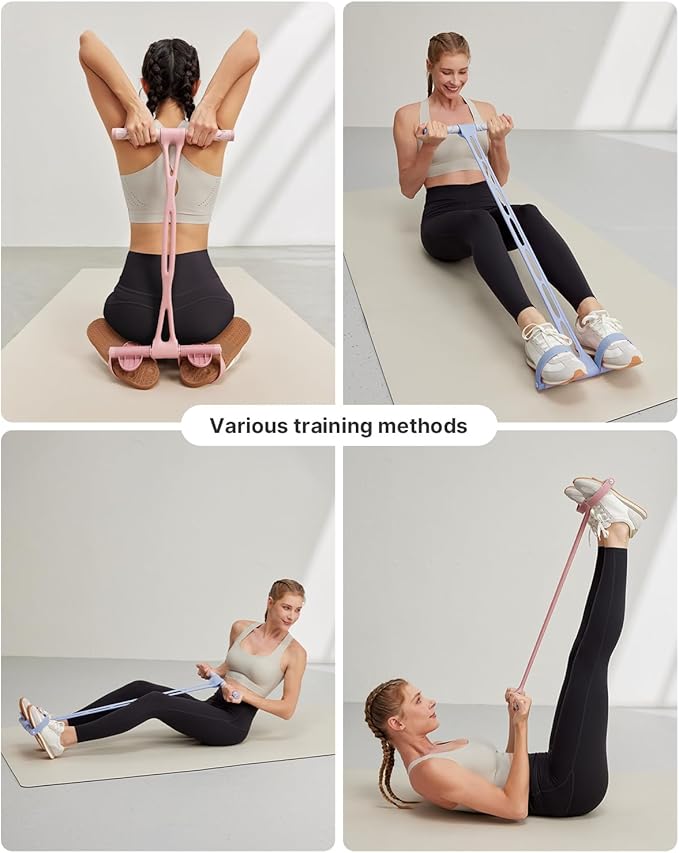 YOTTOY Pedal Resistance Band, Thick Elastic Tension Rope with Handles, Sit-Up Pull Rope Fitness Equipment for Leg, Arm, Abs, Waist, Home Gym & Yoga Training
