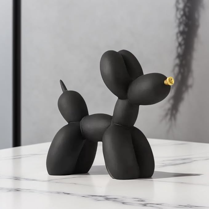 Resin Balloon Dog Sculpture - Collectible Figurines Decor for Home | Office Desktop Resin Decors Balloon Dog Decor (Black)
