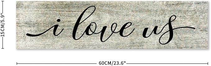Rustic Wood Sign I Love Us Inspirational Quote Distressed Look Decorative Wooden Sign Vintage Wall Hanging Art Plaque Wall Decoration Home Decor for Farmhouse Room Door Porch Family Sign