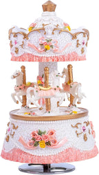 Carousel Music Box for Kids Girls with Colorful Led Lights Luxury Musical Carousel Horse Figurines for Birthday Valentines