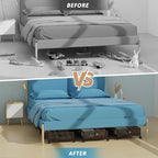 Under Bed Storage with Wheels 47.2"(L)/57.6L Large Rolling Under Bed Storage, Metal Underbed Containers on Wheels, Tool-Free Assembly Foldable Metal Underbed Drawers for Shoes Clothes Toys