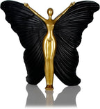 Black Fairy Butterfly Statue Collectible Figurines - Fairy Butterfly Art Sculptures Abstract Modern Home Decor Accents - Resin Black Fairy Statues Gifts for Office Desktop Shelf Cabinets Coffee Table